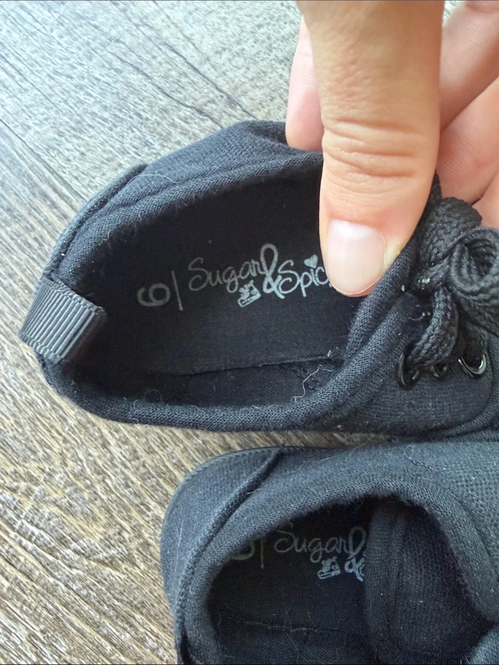 Kids Black Canvas Lace-Up Sneakers